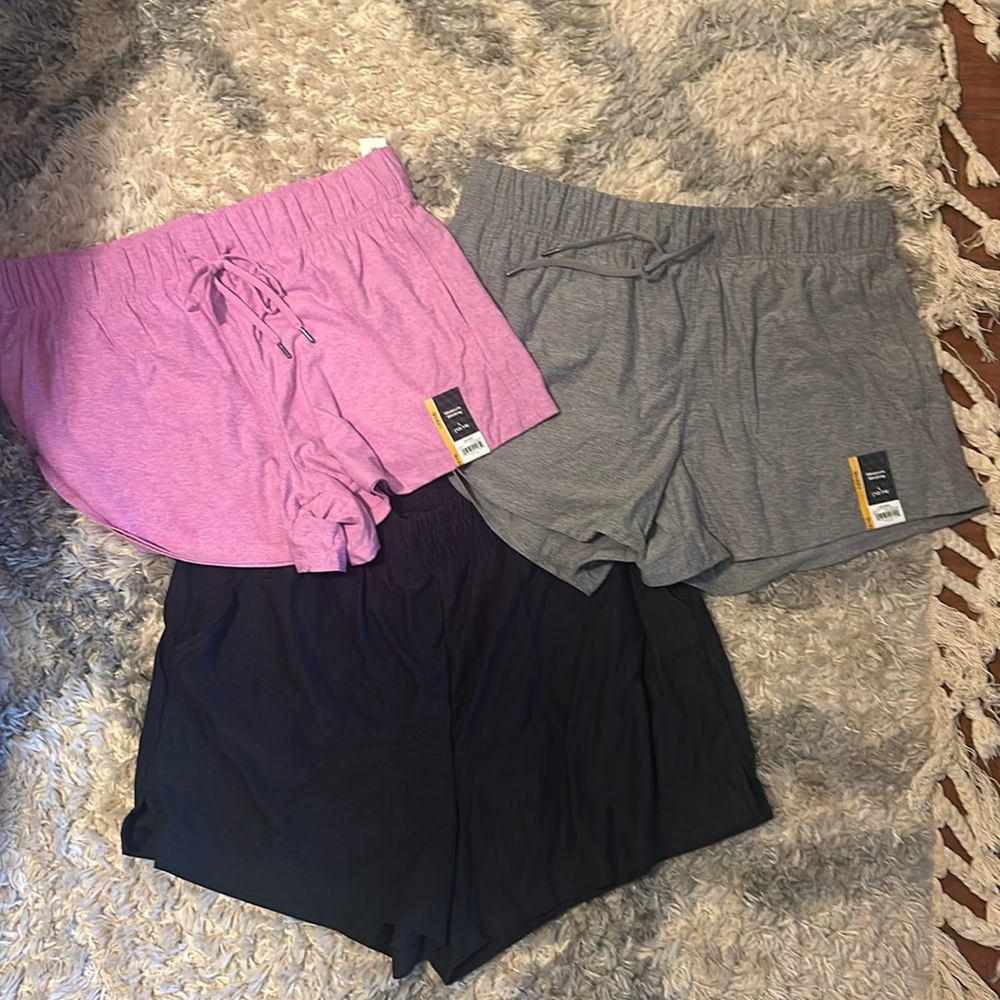 Lot of 3 Soft Moisture Wicking Athletic Shorts